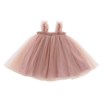 

Summer Baby Girls Dress Cute Strap Mesh Dress Kids Wooden Ear Ball Gown Infant Fashion Clothes