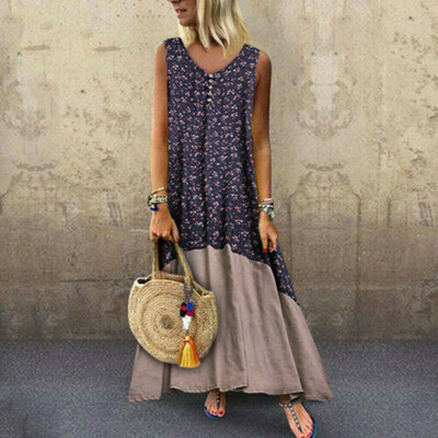 

Womens Summer Boho Casual Long Maxi Evening Party Cocktail Beach Dress Sundress