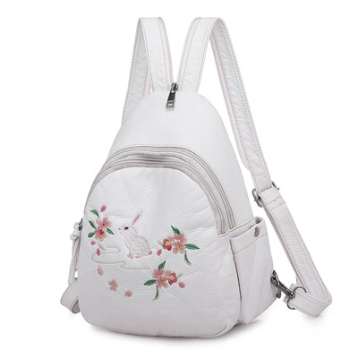 

Mini Shoulder Bag Womens Bag Korean Chao Baitao Fashion Embroidery Soft Leather Backpack Dual Purse Women