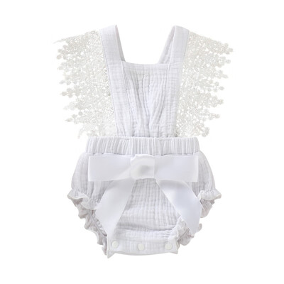 

Summer Newborn Baby Girls Rompers Sleeveless Lace Bow Jumpsuits For Girls Cotton One-Piece Romper Jumpsuit