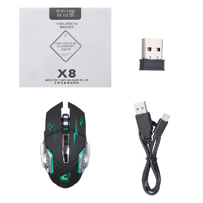 

Free Wolf Wireless Gaming Mouse 2400DPI 7 Breathing Lights Adjustable DPI Mice with 24G&10m33ft Long Transmission Noiseless