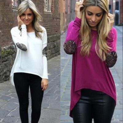 

Sexy Women Ladies Summer Casual Long Sleeve Crewneck Loose Blouse T Shirt Tops