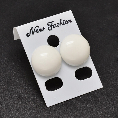 

Nylon Resin Stud Earrings with Iron Pins&Plastic Ear Nuts Nickle Free Half RoundDome White Platinum 15x6mm Pin 07mm