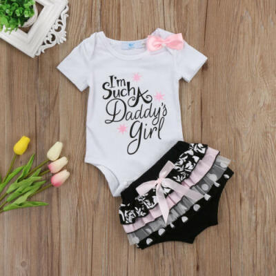 

UK Newborn Kids Baby Girls Cotton Tops Romper Short Pants Summer Outfits Clothes