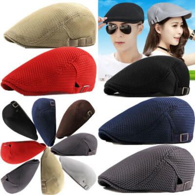 

Mens Womens Summer Beret Breathable mesh Gatsby cap Newsboy hat Cabbie Flat Cap