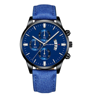 

Gobestart Mens Fashion Sport Stainless Steel Case Leather Band Quartz Analog Wrist Watch