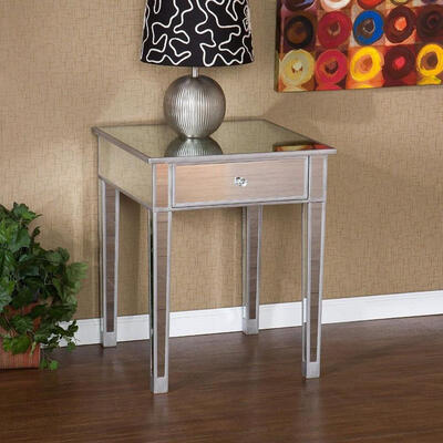 

Mirrored Nightstand Accent End Table with 1 Drawers for Living Rooms&Bedrooms