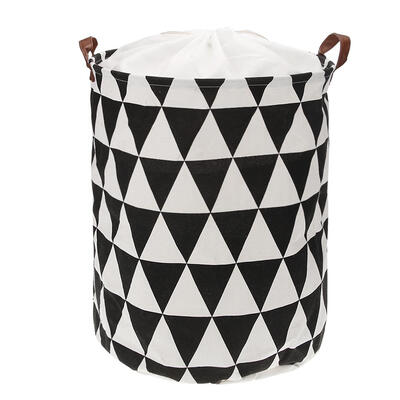 

Folding Geometry Drawstring Canvas Laundry Basket Clothes Toys Large Bucket