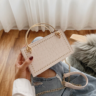 

Small bag female 2019 new Korean fashion crocodile pattern texture portable wild chain shoulder slung small square bag