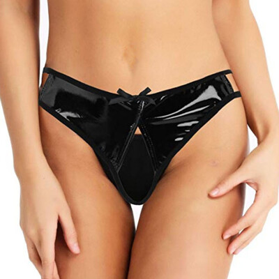 

Toponeto Plus Size Lingerie Sexy Leather Panties Women Hollow Out Briefs Underwear