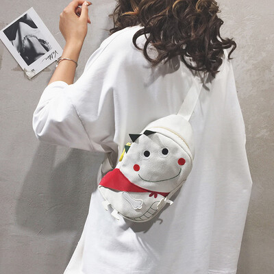 

Ins chest bag female 2019 new Korean version of the wild cartoon cute diagonal cross bag personality funny dinosaur canvas bag
