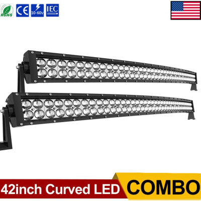 

2pcs 42Inch LED Light Bars Curved Offroad Spot Flood Driving For Ford Truck SUV 4X4WD