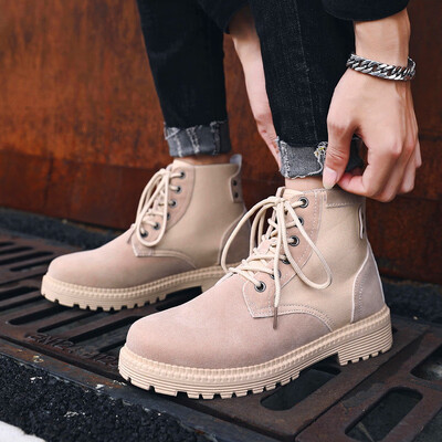 

Mens shoes fall Korean version of Martin boots leisure 100 craftsmanship desert men high help British military boots