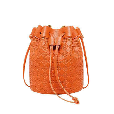 

Korean Style Rhombic Drawstring Messenger Bag Fashion Chic Solid Color Women Bucket Bag