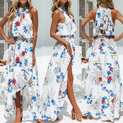 

Womens Maxi Boho Floral Summer Beach Long Dress Evening Cocktail Party Sun Dress