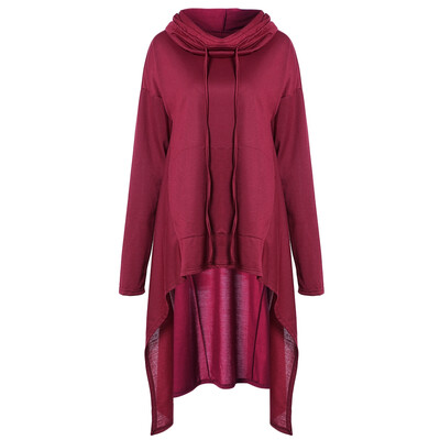 

Women Long Sleeve Pile Collar Casual Top Blouse with Hoodie