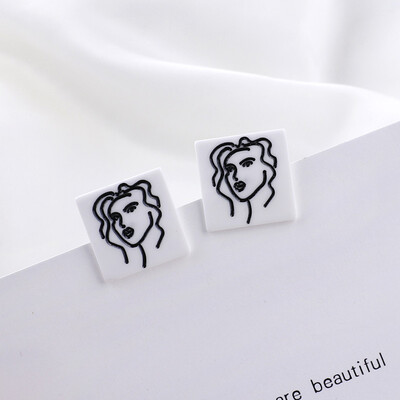 

Flashbuy Acrylic Boy Girls Pattern Stud Earrings For Women Vintage Geometry Exaggeration Earring Wholesale Earrings Jewelry
