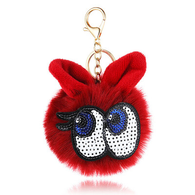 

Free Shipping Bunny Ear Charms Plush Phone Case Straps Animal Cartoon Hare Key Chain Poms Ball Pendant Car Keychains Christmas Toy
