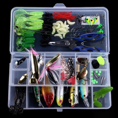 

New Hot 110PCSSet Fishing Lures Hook Set with Box Sets 2 35Pcs Soft Worm Lure Carp 10 Lead Head Jig 1 Set Tackle