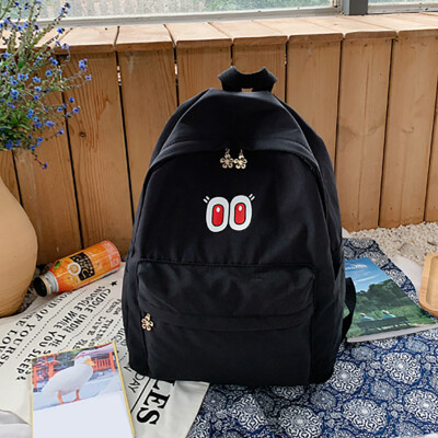 

Fashion Women Nylon Solid Color Capacity Student Backpack Travel Couple Bag