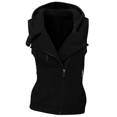 

Roseonmyhand Womens Winter Hooded Zip-Up Vest Sleeveless Pockets Jacket Coat With Zipper