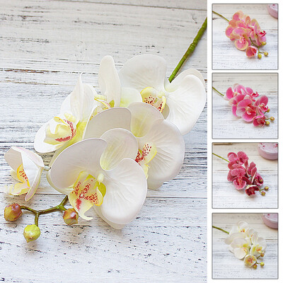 

Artificial 6 Head Butterfly Orchid Faux Flower Vase Arrangement Home Hotel Decor