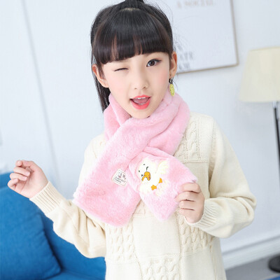 

2018 autumn&winter new Korean childrens cartoon embroidery three-dimensional plush scarf baby solid color warm scarf