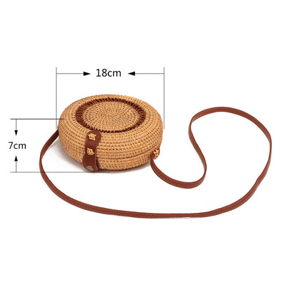 

Women Fashion Handmade Woven Round Straw Bags Summer Beach Style Handbags Bohemian Rattan Crossbody Bags Beach Circular Bags