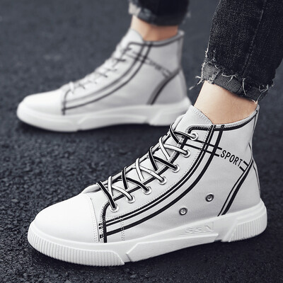 

New hand-painted comic shoes summer breathable high-top canvas sneakers tremble trendy shoes