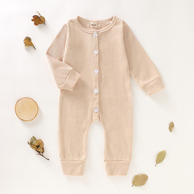 

Autumn Baby Boy Girl Casual Solid Print Romper Infant Long Sleeve Children Bodysuit Jumpsuit Outfits