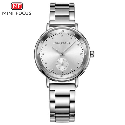 

MINI FOCU Fox elegant womens watch quartz watch casual elegant steel belt watch double dial waterproof MF0037L