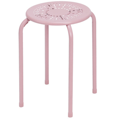 

Set of 6 Stackable Daisy Backless Round Metal Stool Set-Black