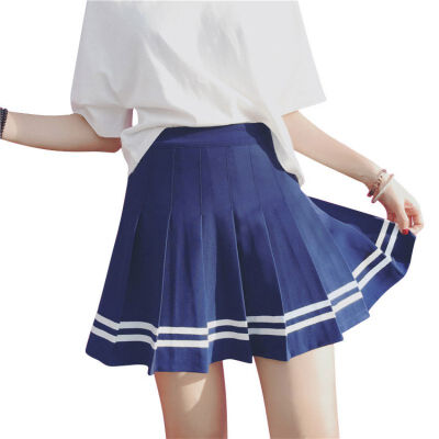 

Women High Waist Pleated Party Skirt Plain Skater Flared Mini Skirt