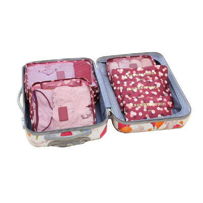 

6PcsSet Portable Luggage Travel Bag Ladies Clothes Underwear Sorting Organizer Large Capacity Packaging Accessories Pink