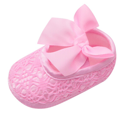 

Newborn Baby Girl Soft Shoes Soft Soled Non-slip Bowknot Footwear Crib Shoe