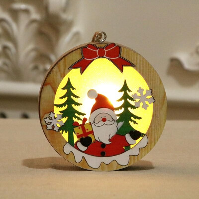 

Portable Delicate Christmas Decoration Wooden Lighting Pendant Christmas Tree Decoration Pendant Circle Mode