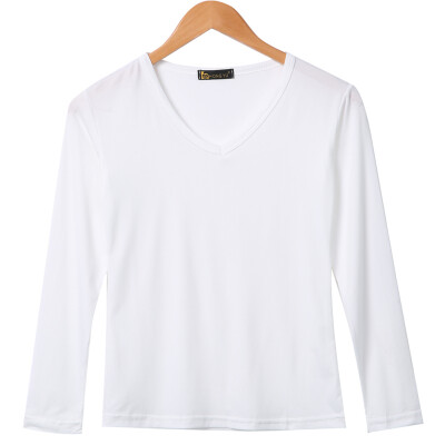 

Basic Long Sleeve Solid Top Womens Plain Cotton T-Shirt Stretch Tight Crew Neck