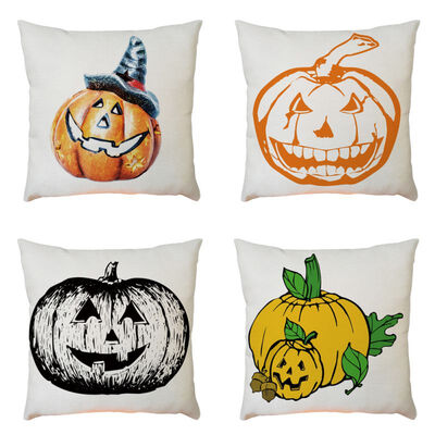

4PCS Halloween Decorative Pillowcase Soft Material Throw Pillow Covers Cushion Covers 4545cm Home Living Room Decoration
