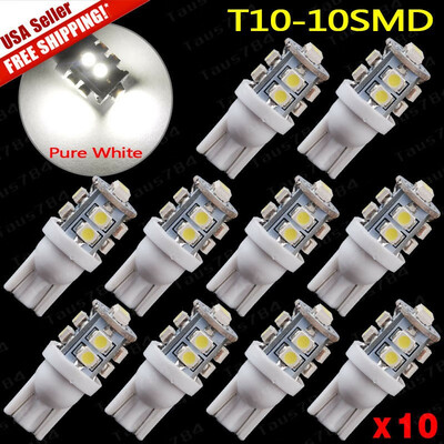 

10x Super White T10 Dome License Plate Tag & Interior 10-LED SMD Light Bulbs