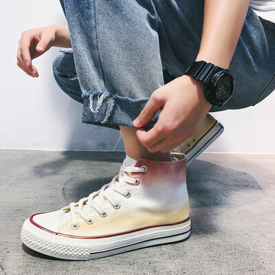 

Summer mens shoes Joker canvas shoes youth autumn white leisure high tide shoes