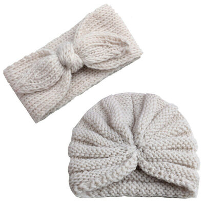 

Baby Kids Winter Warm Knitted Bow-knot-HeadbandCute Beanie Turban Hat Cap