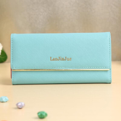 

New Fashion Women Long Wallet PU Leather Solid Color Button Coin Purse Card Holder