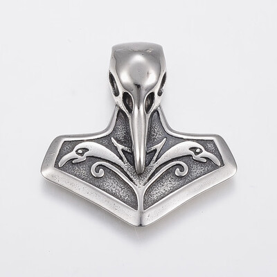 

304 Stainless Steel Pendants Bird bone Antique Silver 34x335x8mm Hole 4mm
