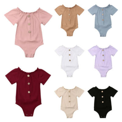 

Newborn Infant Baby Girl Solid Color Romper Bodysuit Jumpsuit Sunsuit Clothes US