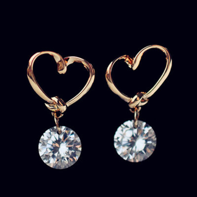 

EK634 New Fashion Mujer Boucles doreilles Bijoux CZ Zircon Crystal Heart Drop Earrings Women Wedding Jewelry Pendientes Gift