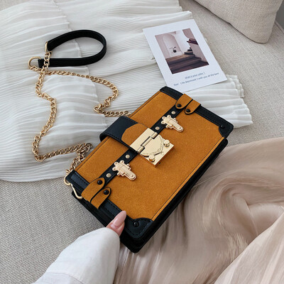 

Ins leisure bag retro frosted chain womens bag new 2019 fashion fresh shoulder slung small square bag