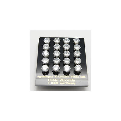 

Cubic Zirconia Stud Earrings with Stainless Steel Bases White 1518x8mm Pin 06mm