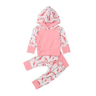 

2Pcs Newborn Kids Baby Girl Koi Fish Hooded Tops Pants Autumn Outfits Clothes 0-4T