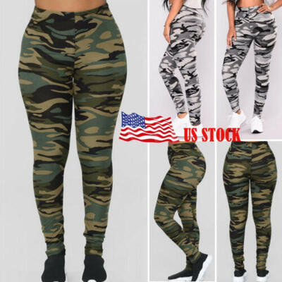 

Women Camo Yoga Fitness Leggings Running Gym Stretch Sports Pants Trousers