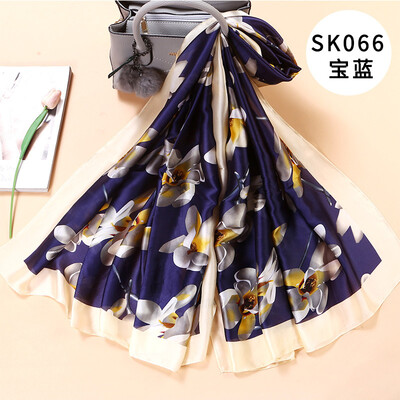 

Spring&summer long national wind ink painting flower scarf simulation silk printing wild photo scarf sunscreen shawl female